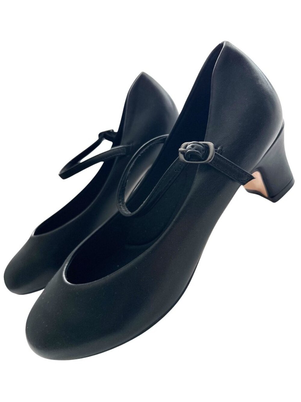 Stella Black Mary Jane Heels Character Strap Buckle Almond Toe 2” Heel Size 8.5 - Picture 2 of 7